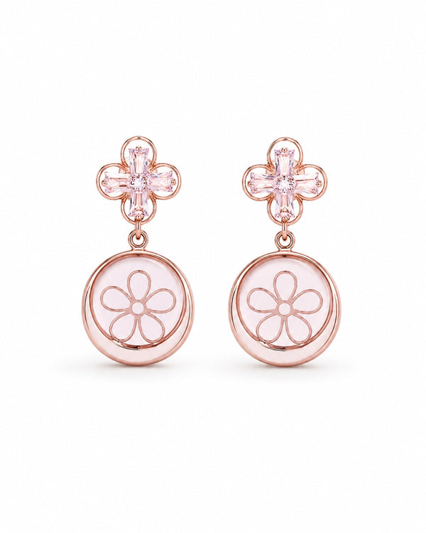 Monalisa Rosegold Flower Circle Earrings