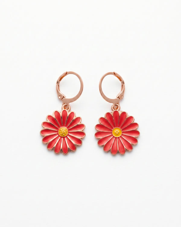 Radiant Red Sunflower Hoops