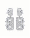 Radiant Rectangle White AD Floral Earrings