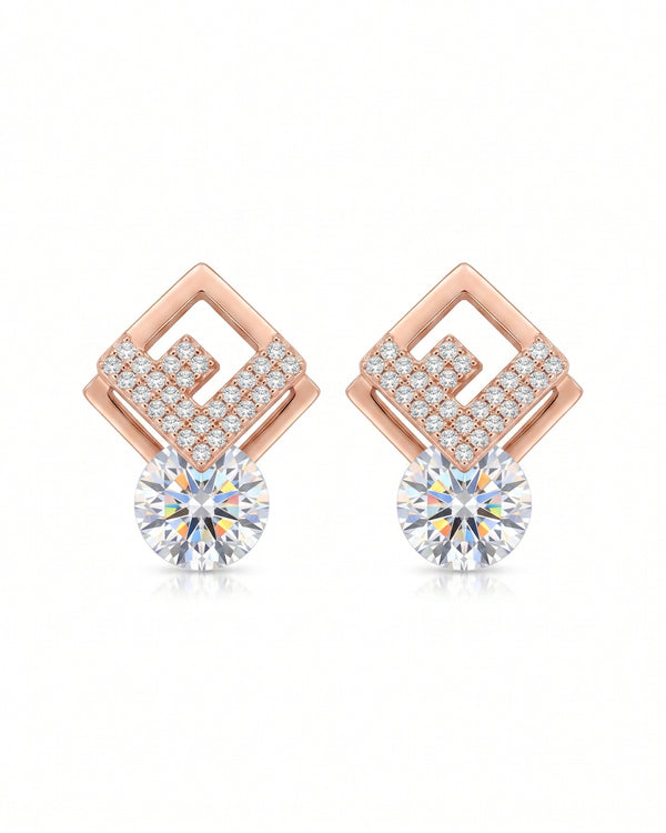 Rose Gold Crystal Diamond Studs