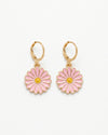 Pink Sunflower Hoops Earrings