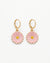 Pink Sunflower Hoops Earrings