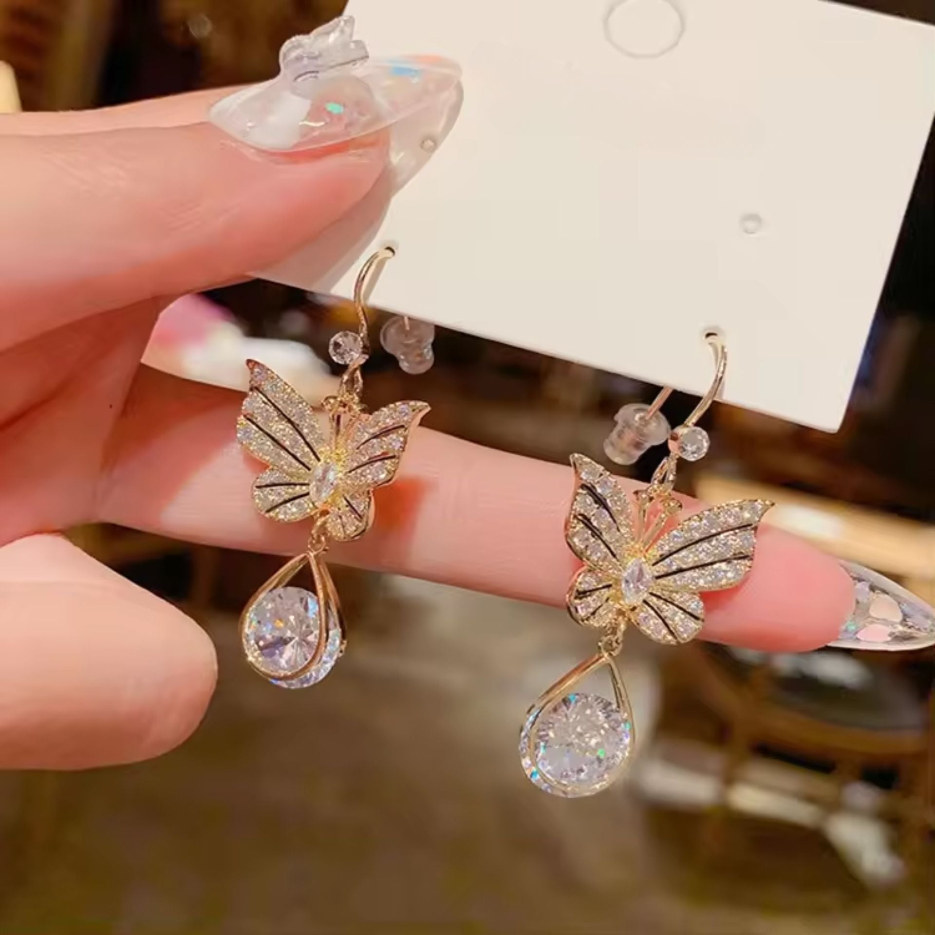 Sparkling Crystal Butterfly Earrings