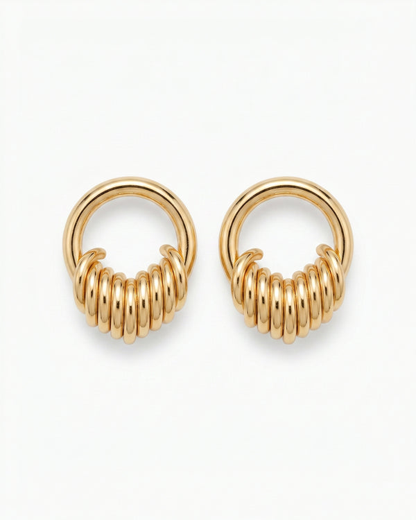 Golden Layer Circle Earrings