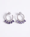 AD Flower Round Jhumka Purple