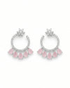 AD Flower Round Jhumka Pink
