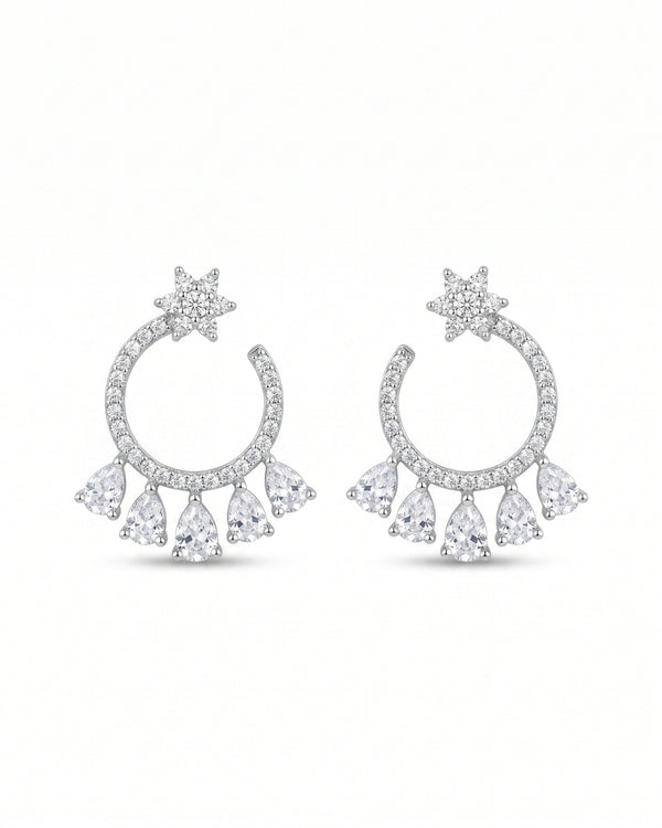 AD Flower Round Jhumka White