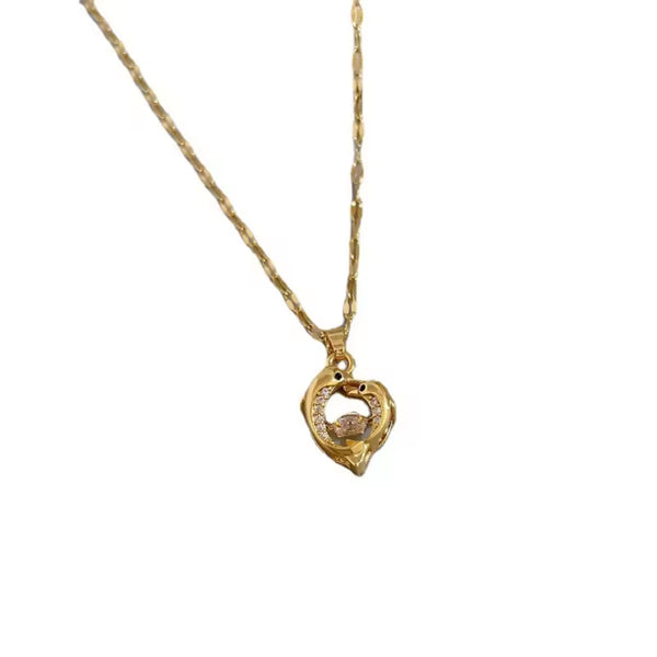 Playful Twin Dolphin Necklace