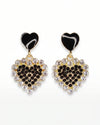 Midnight Black Crystal Heart Earrings