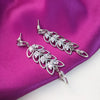 Silver Crystal Leaf Dangler Earrings