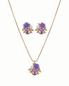 Purple Rose Floral Jewelry Set for Women