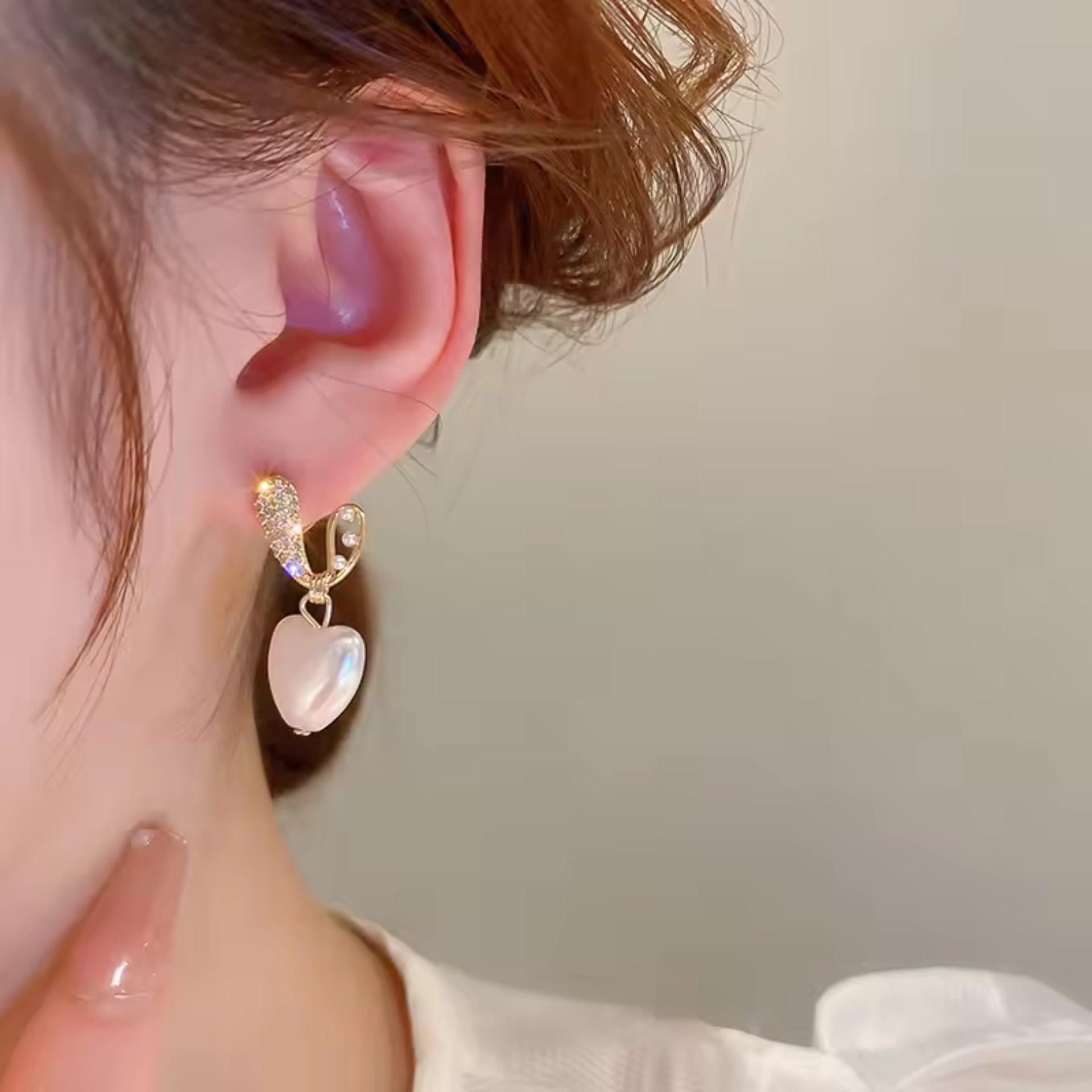 Pearl Heart studs Earrings