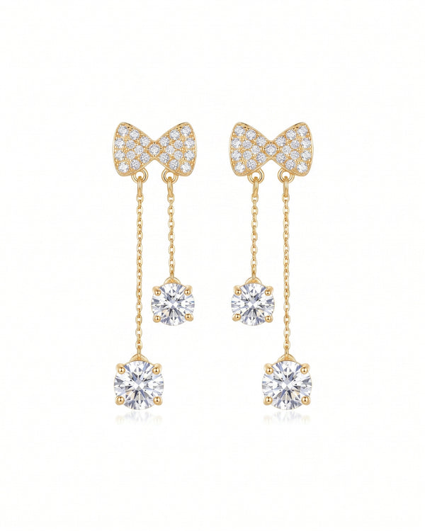 Dazzling Diamond Bow Drop Earrings