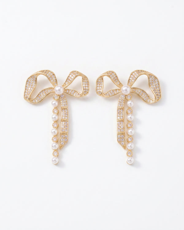 Shimmering Crystal Bow Stud Earrings