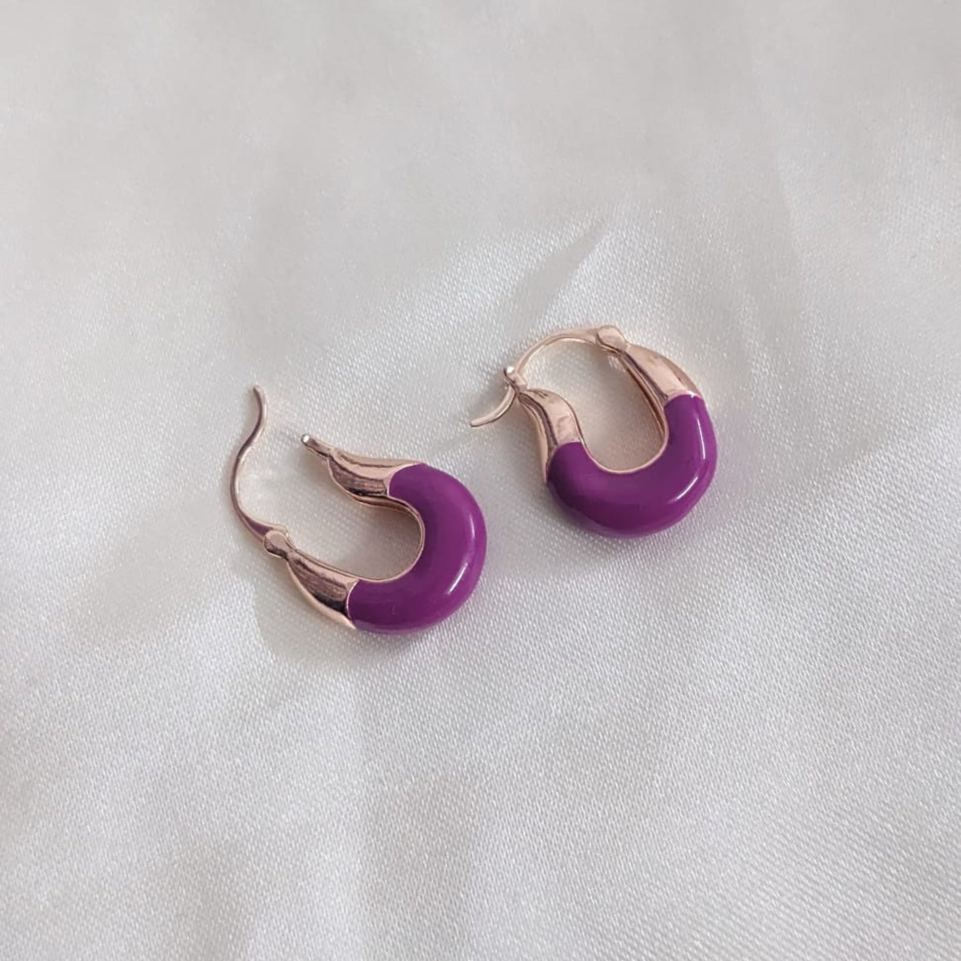 PURPLE Trendy Beads Hoops