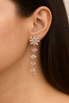 Dreamy Pastel Bloom Long Earrings – Rose Gold Finish