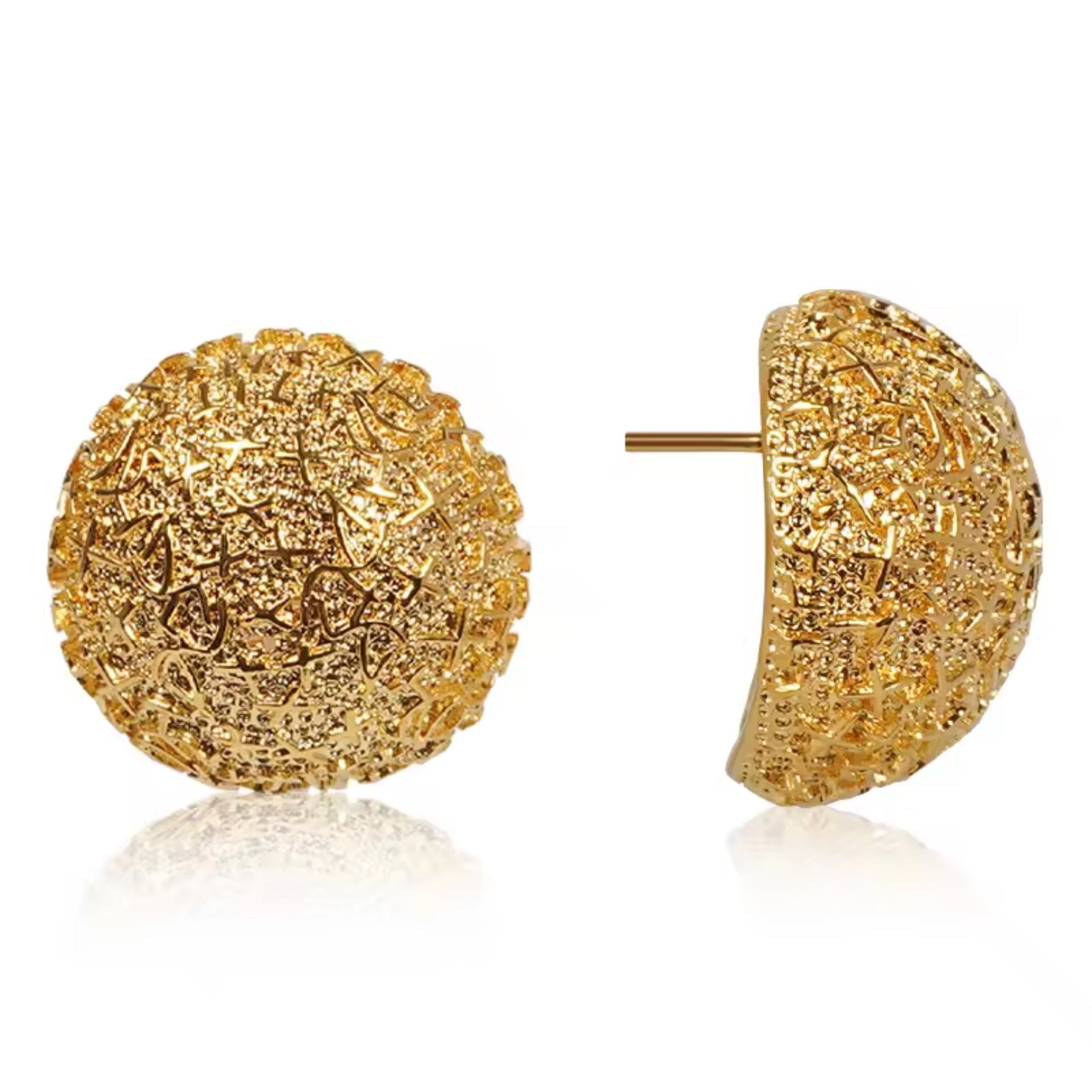 Copper Exquisite Designer Textured Statement Stud Earrings