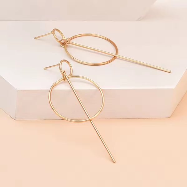Long Geometric Circle Earring