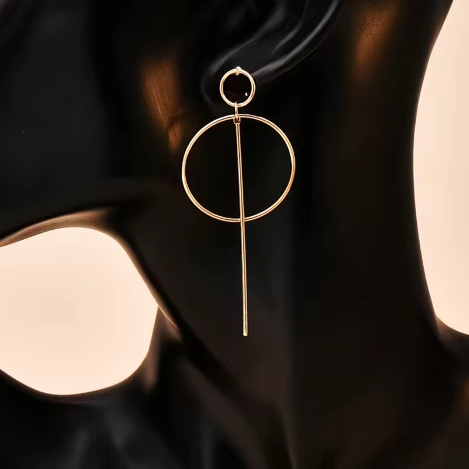 Long Geometric Circle Earring