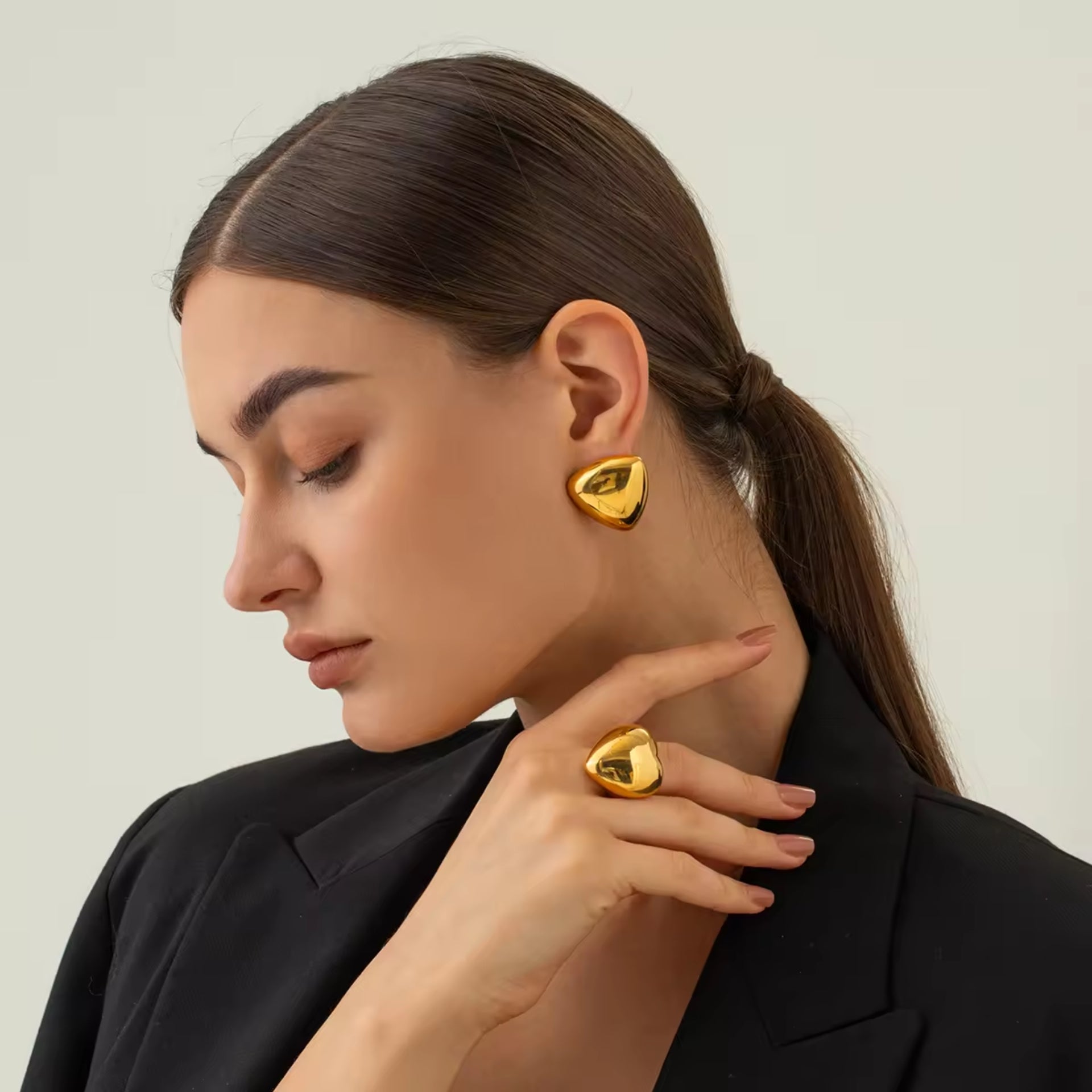 Chunky Gold Plated Triangle Studs Earring