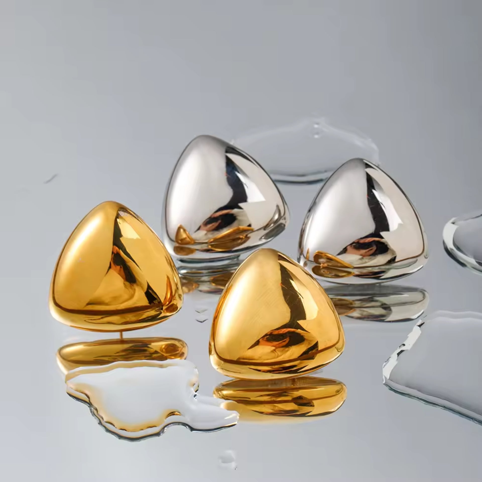 Chunky Gold Plated Triangle Studs Earring