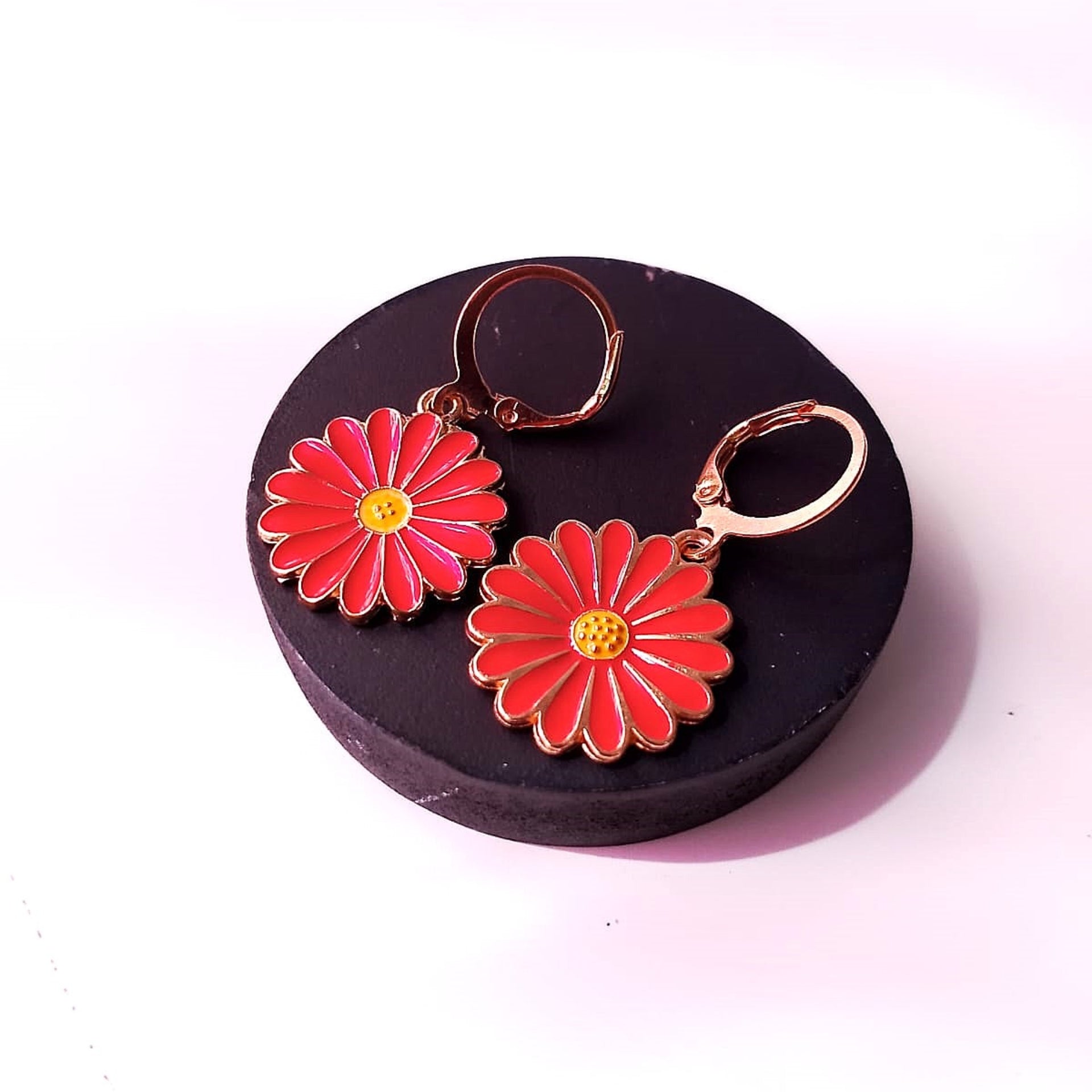 Radiant Red Sunflower Hoops