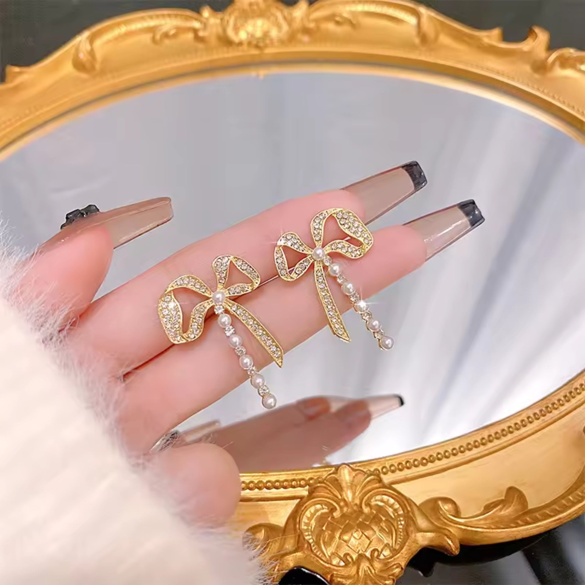 Shimmering Crystal Bow Stud Earrings