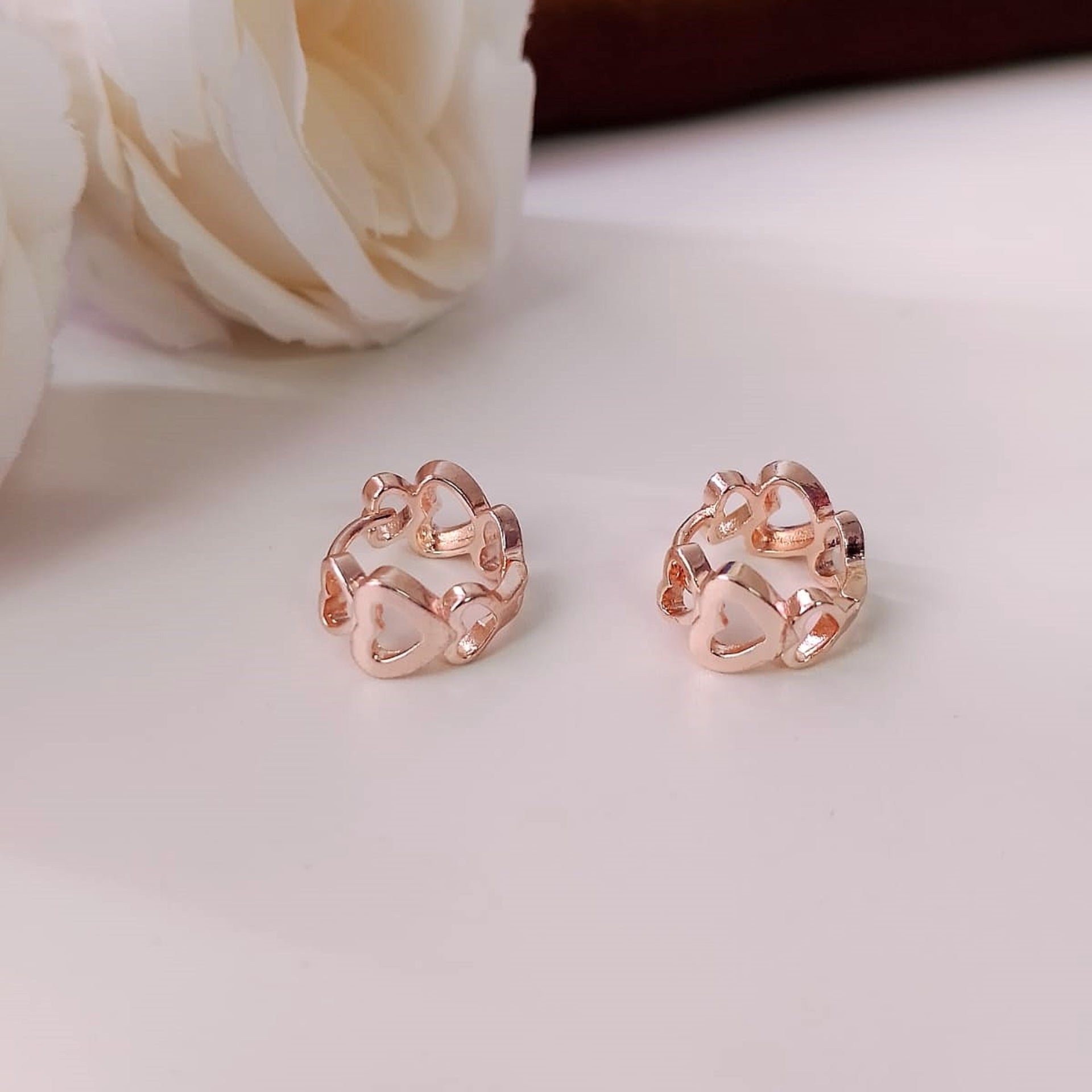 Heart & Stone Stud Earrings Set – 3 Pairs Cute Daily Earrings
