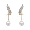 Twisted Diamond Pearl Drop Earrings