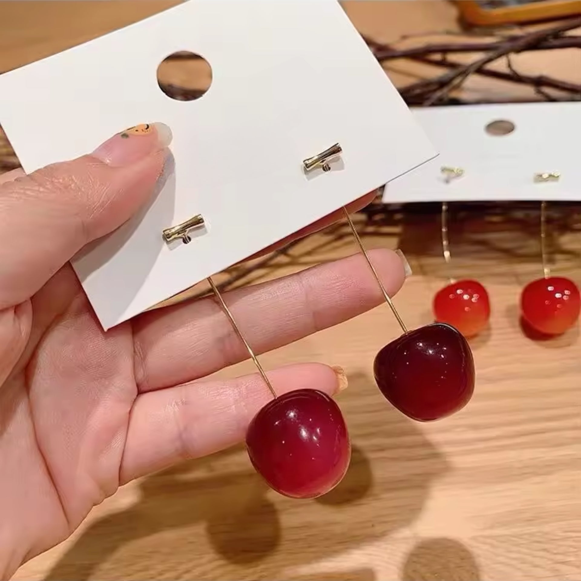 Cherry Love Enamel Charm Earrings