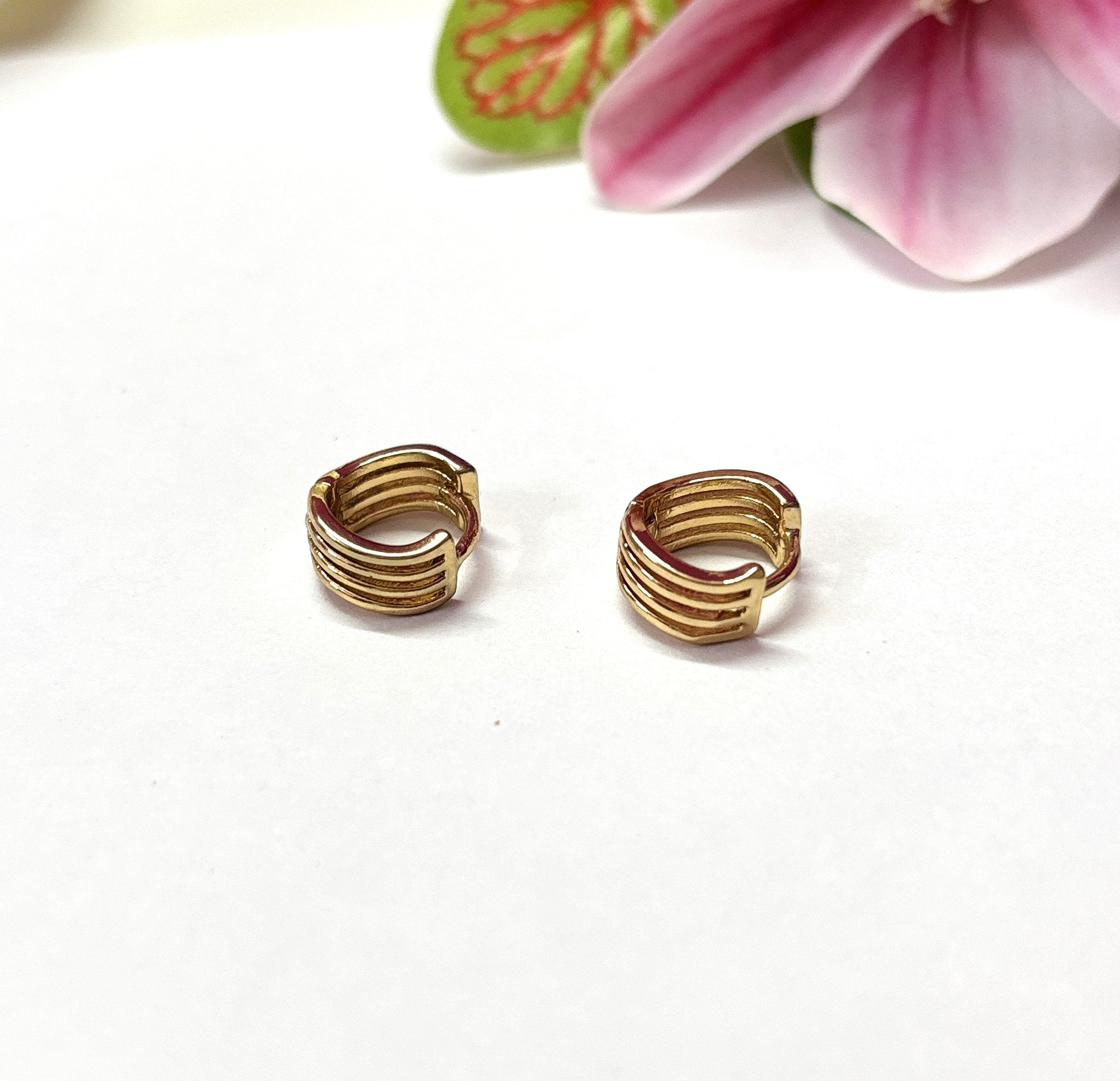 Gold Hoop & Heart Stud Earrings Set – 5 Pairs for Women