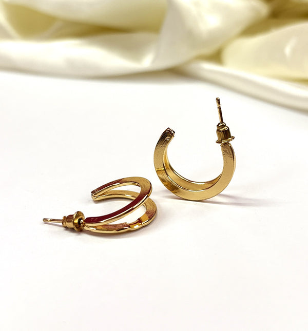 Double Hoop Gold Stud Earrings – Sleek Daily Wear for Women