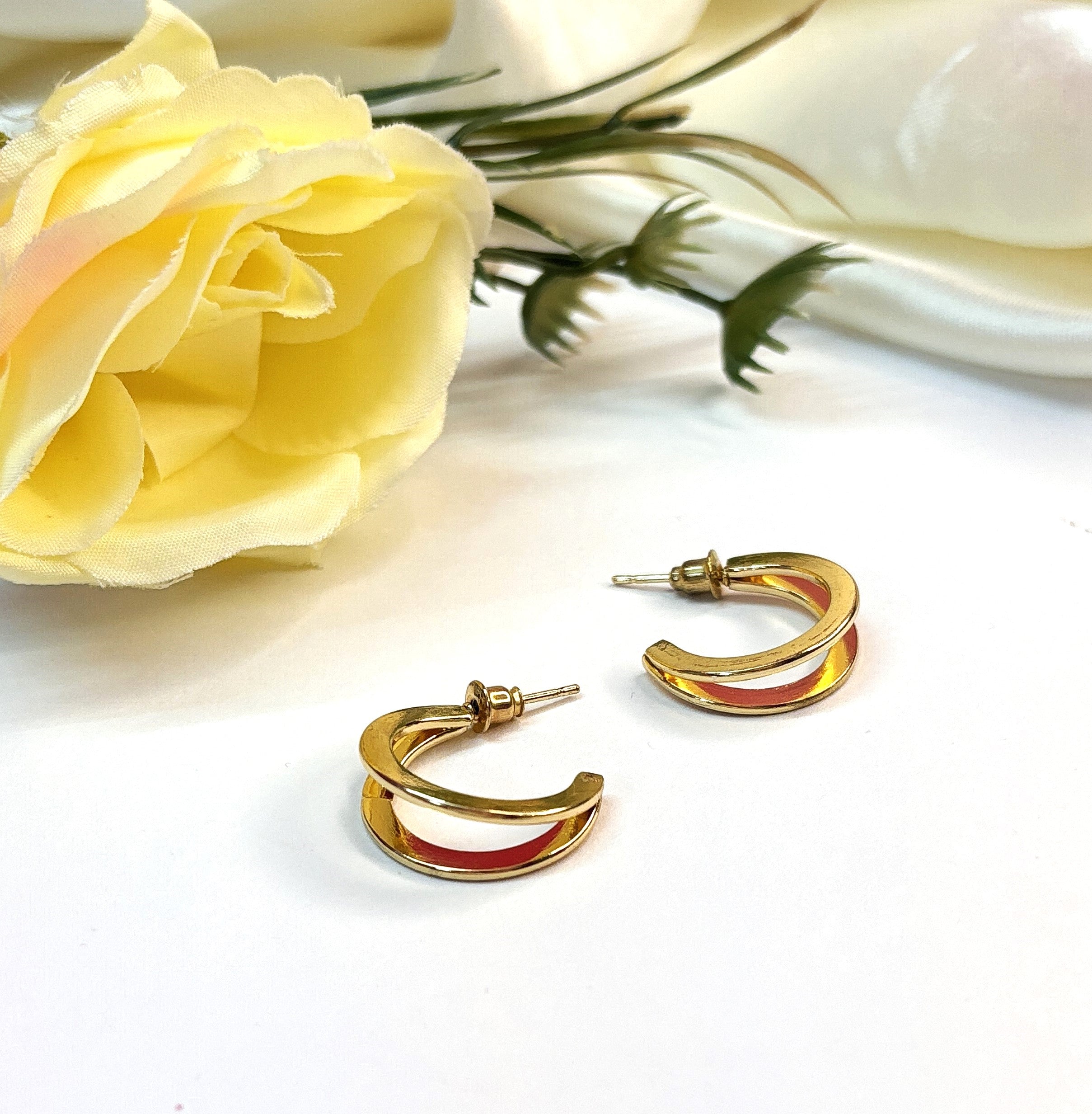 Double Hoop Gold Stud Earrings – Sleek Daily Wear for Women