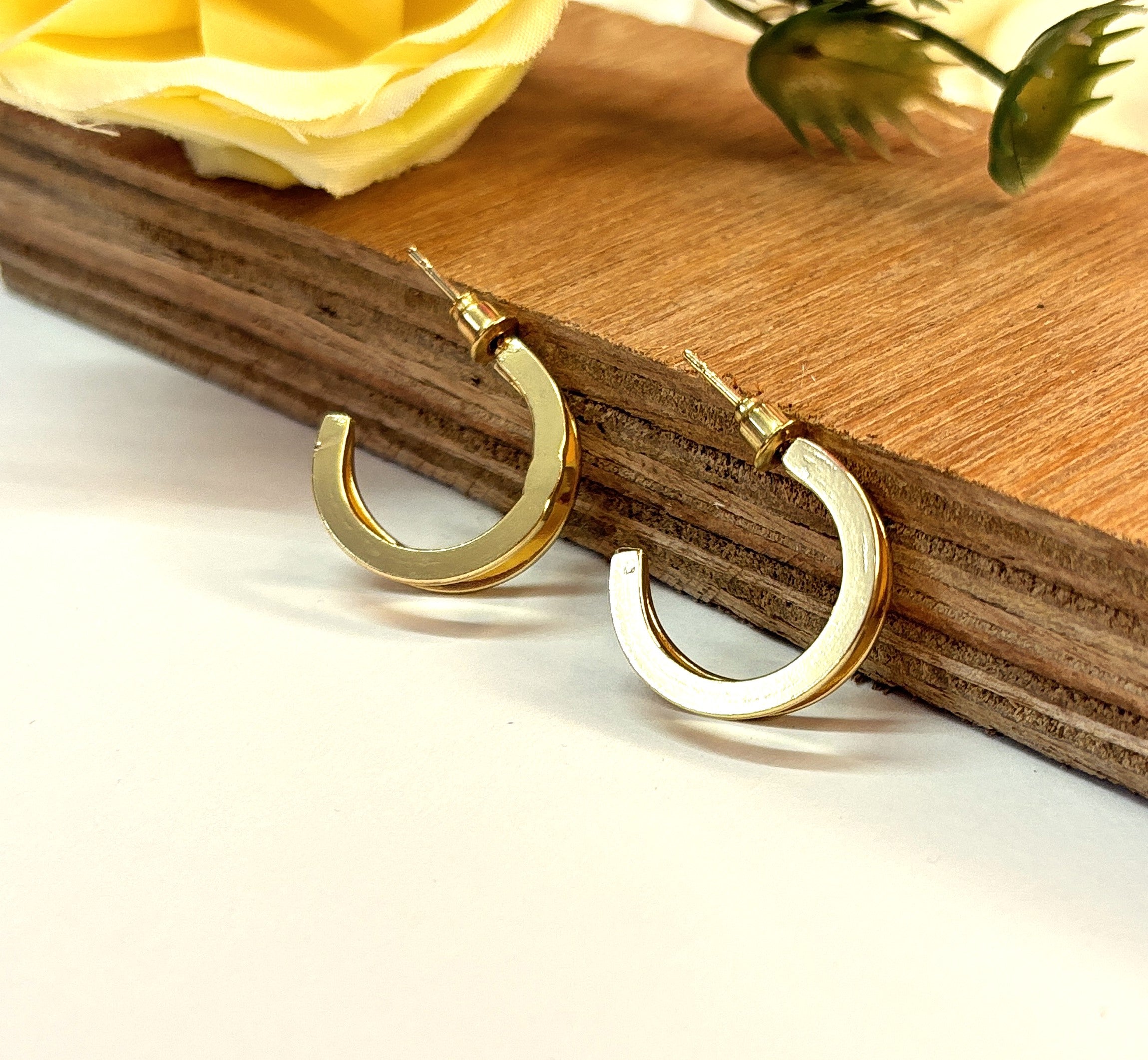 Double Hoop Gold Stud Earrings – Sleek Daily Wear for Women