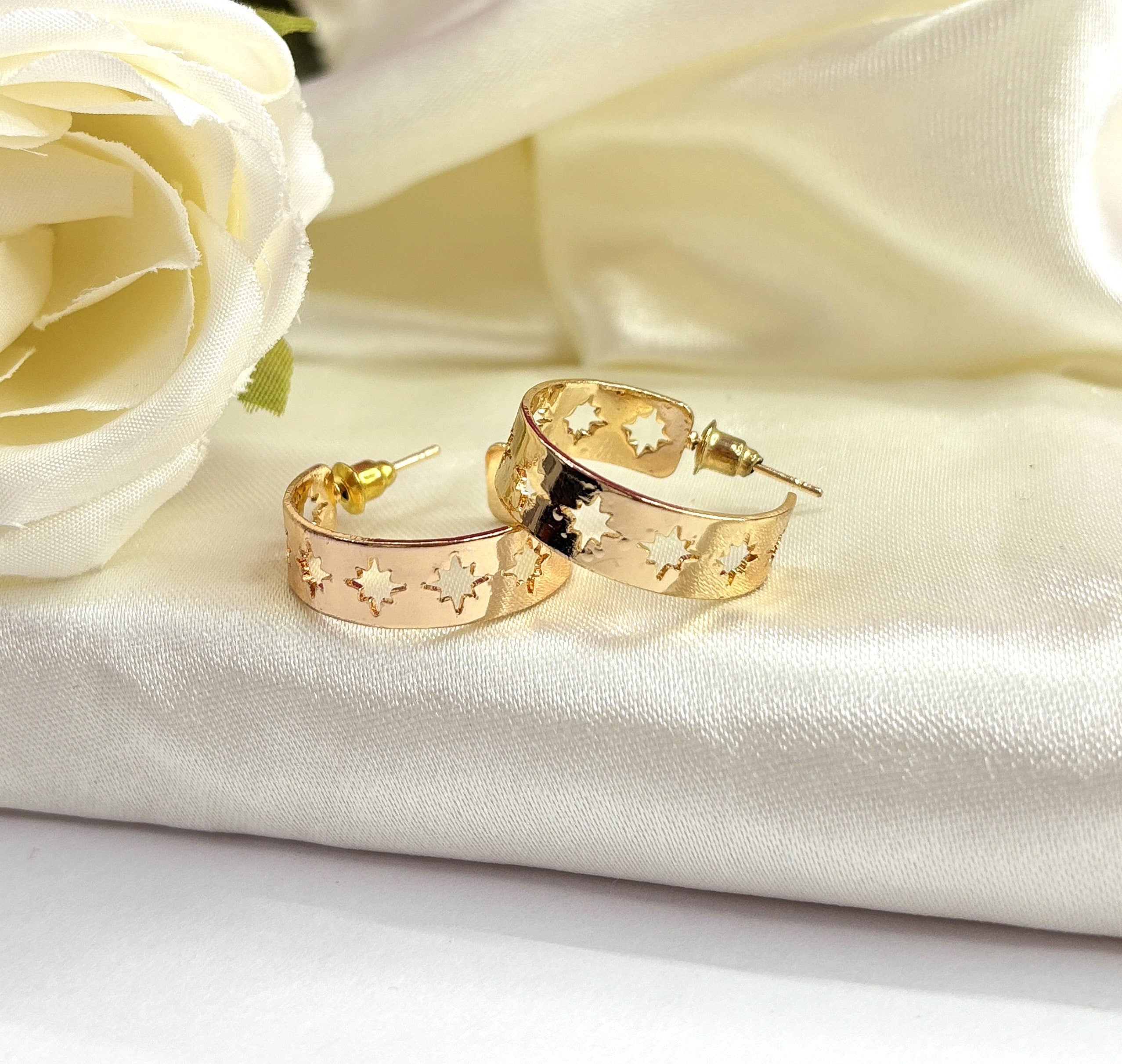 Star Cutout Gold Hoop Earrings – Shine Subtly, Glow Daily