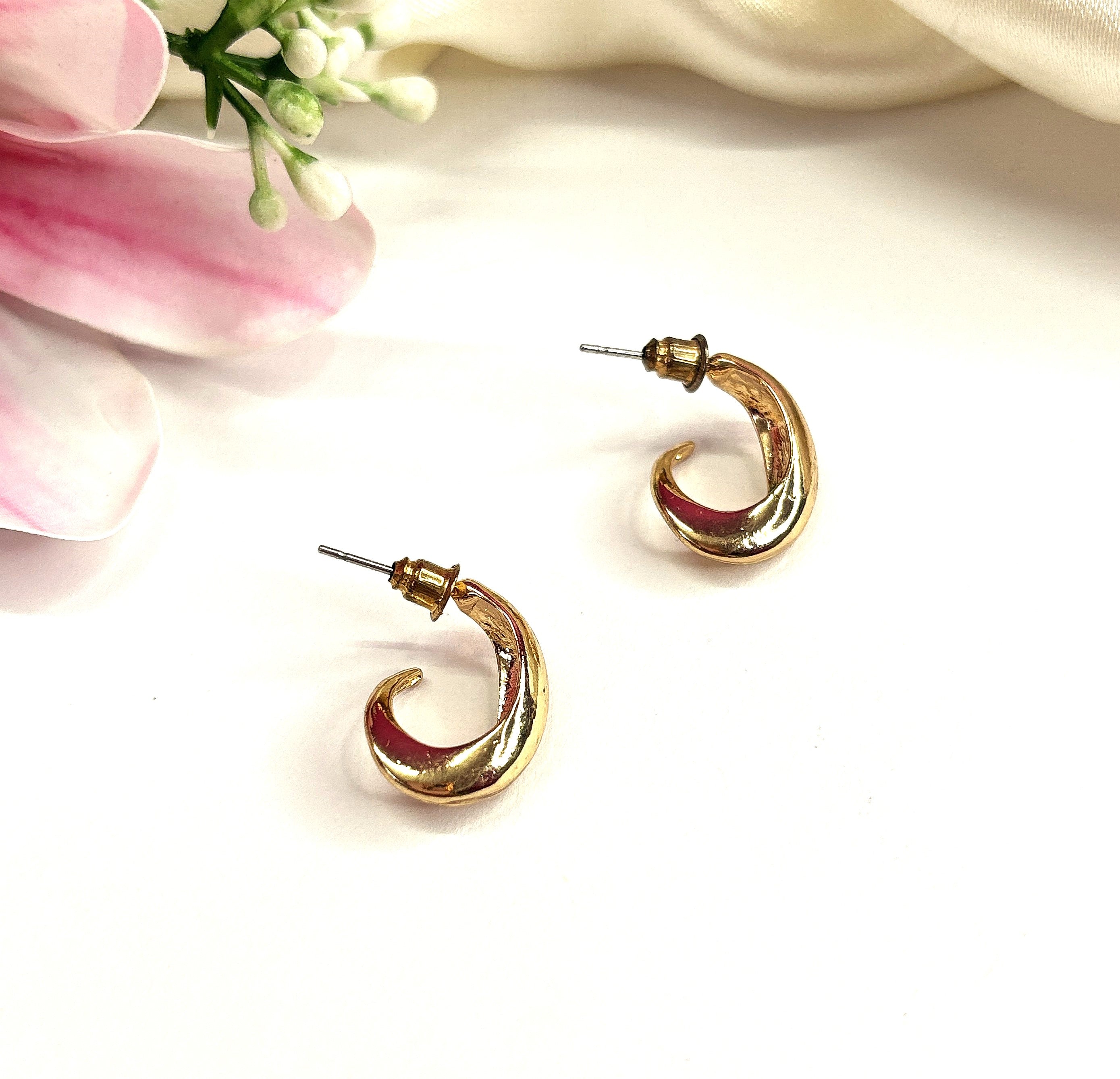 Gold Plated Classic Thick Gold Stud Earrings