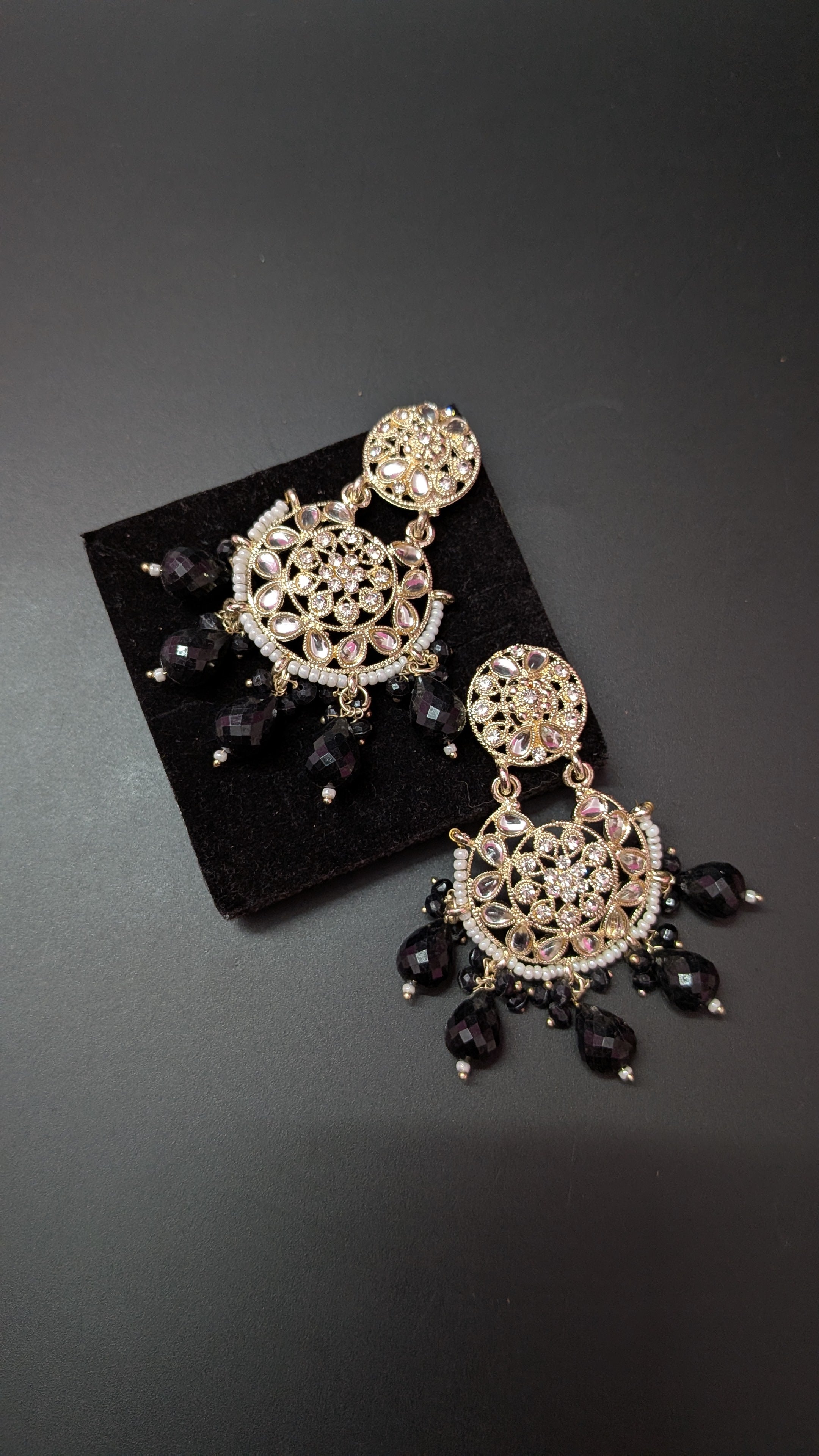 Long Designer Beads Chand Bali Earrings – Festive Ethnic Glam for Women