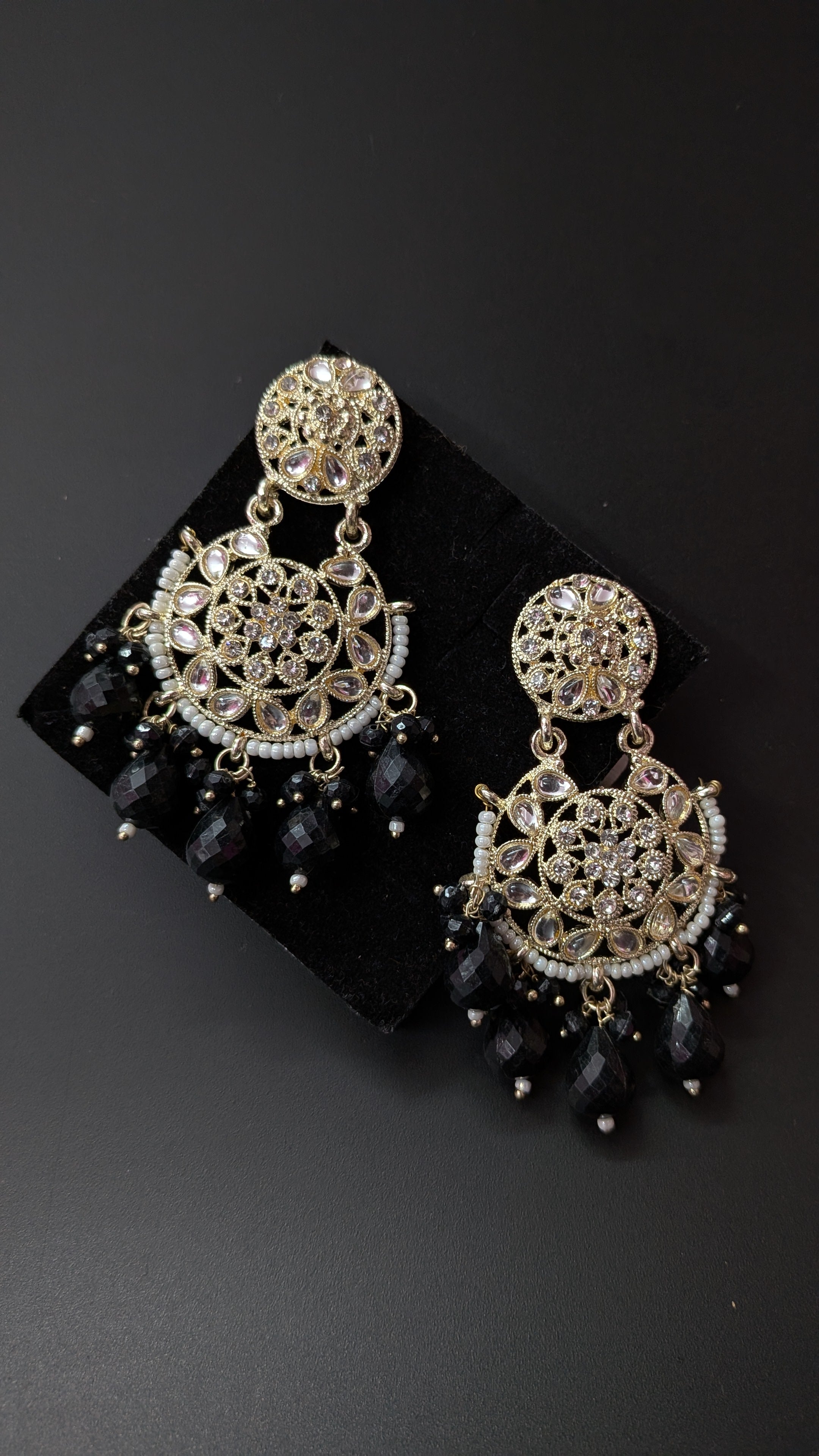 Long Designer Beads Chand Bali Earrings – Festive Ethnic Glam for Women
