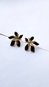 Black Orchid Enamel Flower Earrings