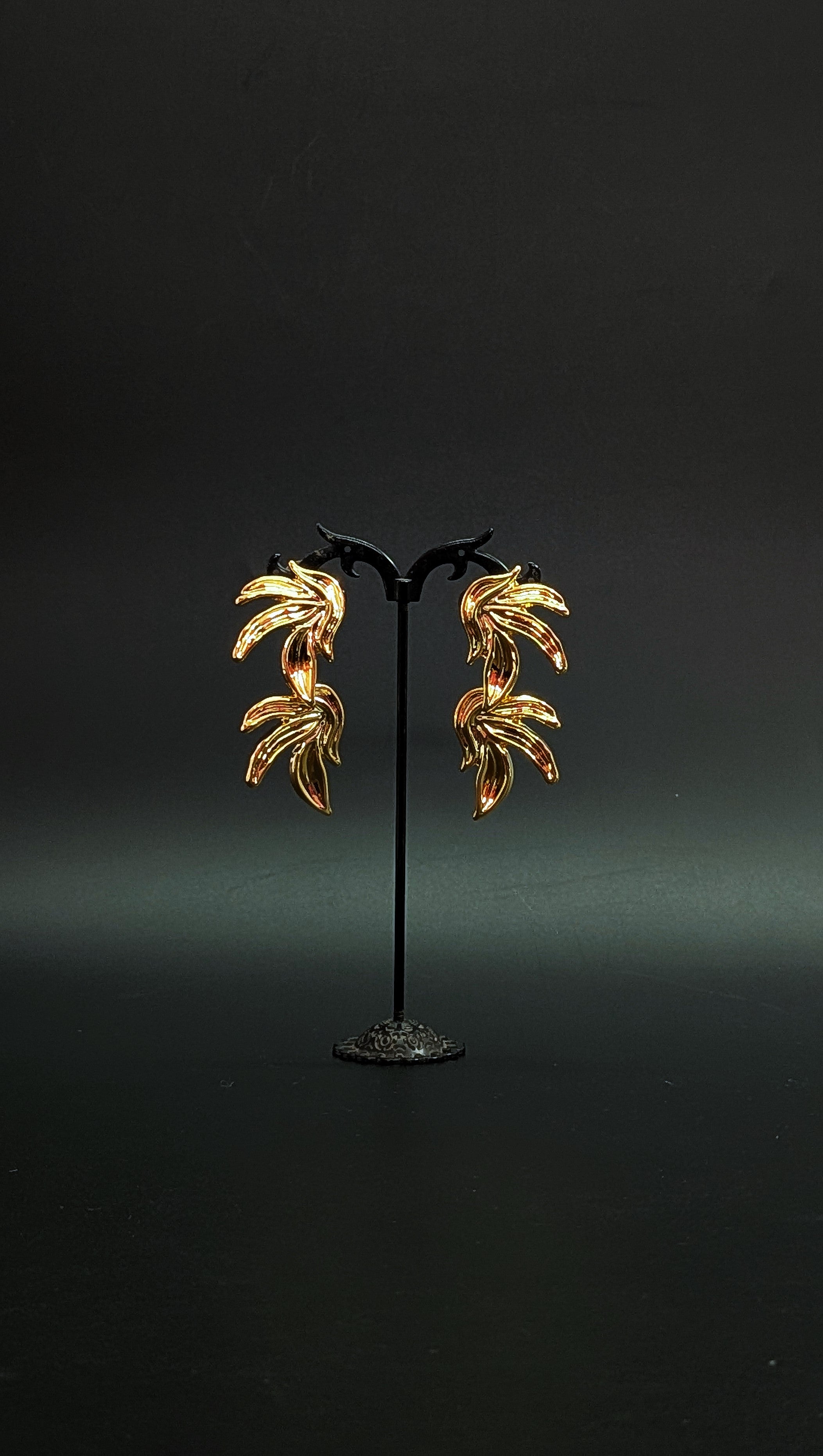 Bold Elegance Golden Double Wing Earrings