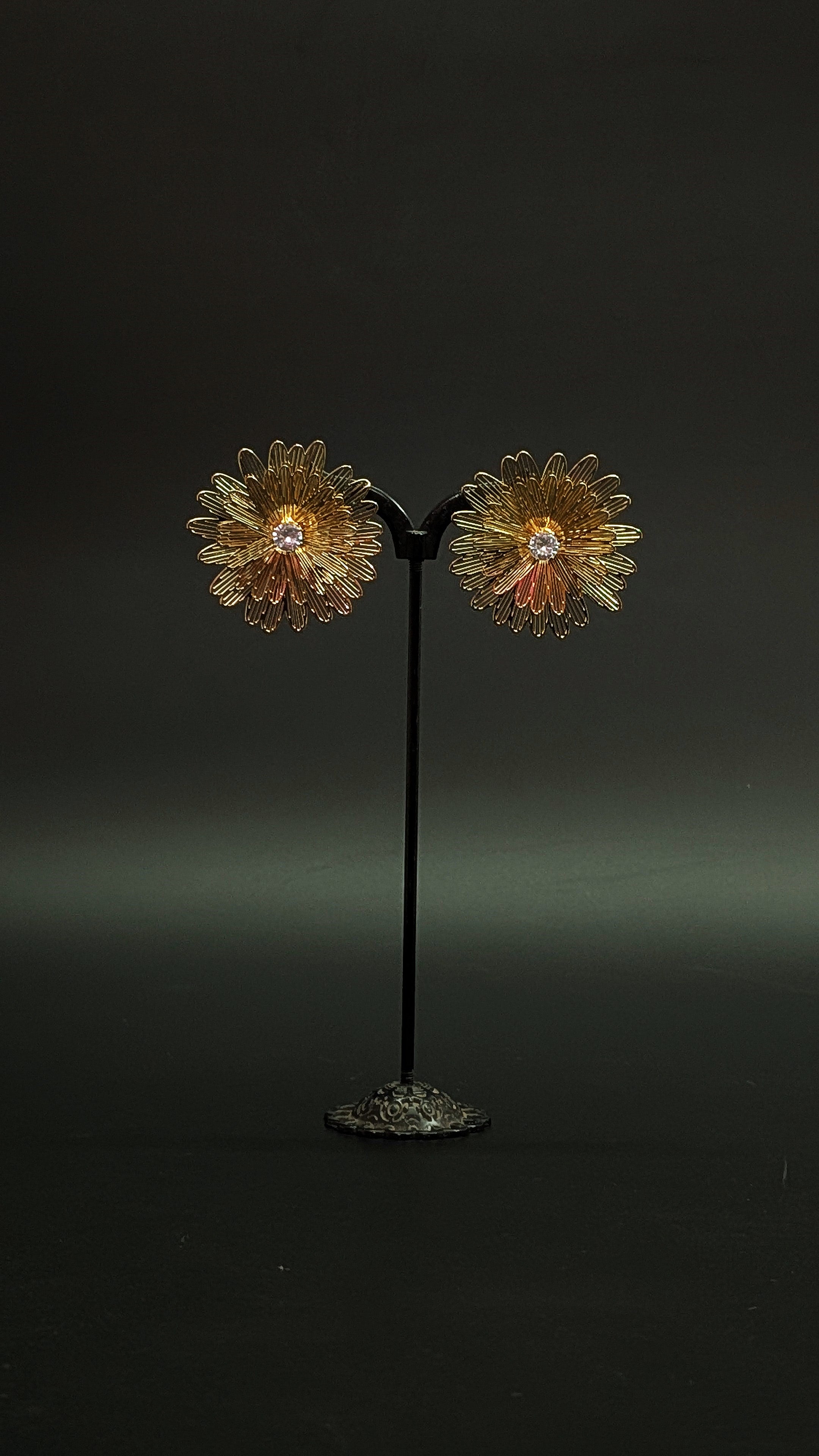 Golden Bloom Floral Stud Earrings