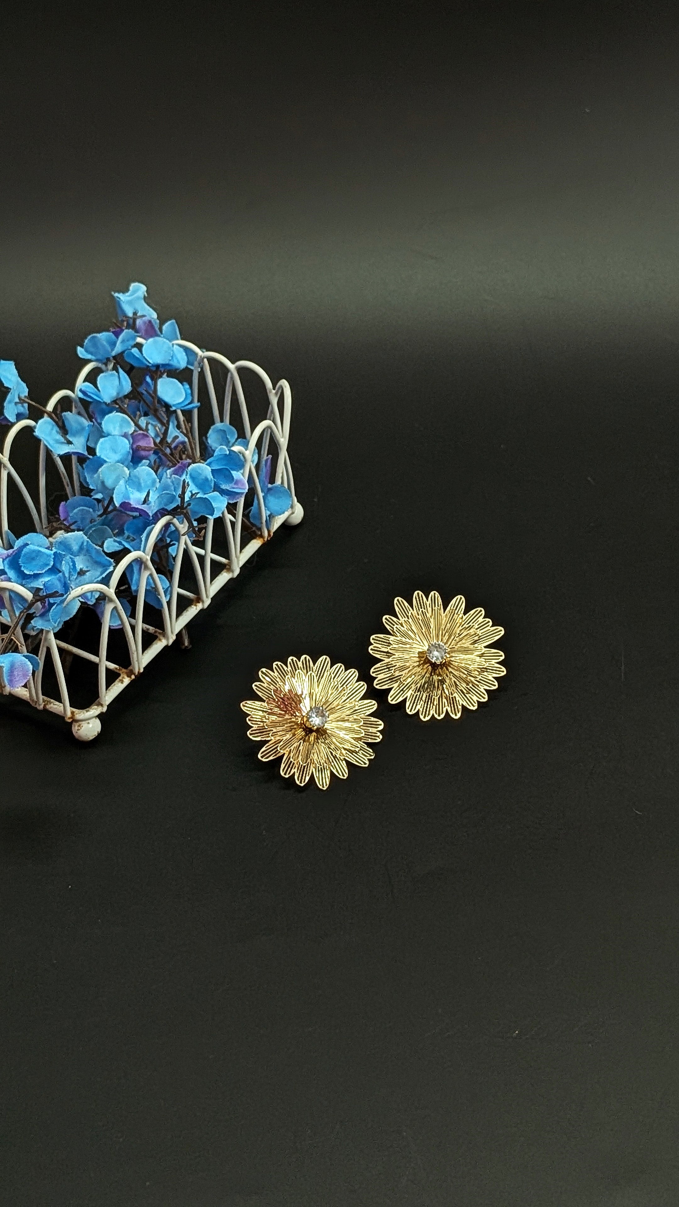 Golden Bloom Floral Stud Earrings