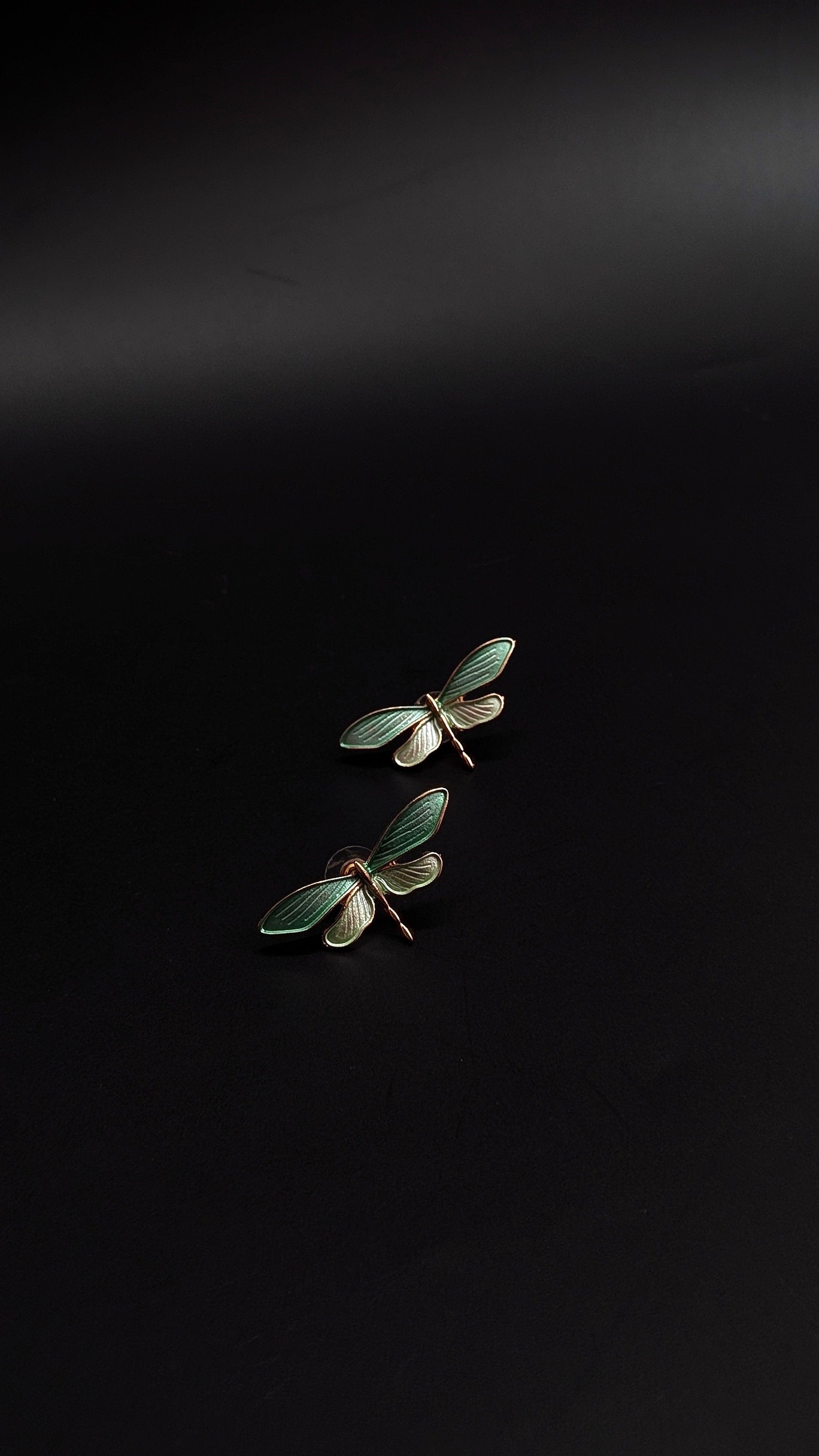 Green Dragonfly Enamel Stud Earrings