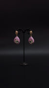 Lavender Textured Drop Earrings with Crystal & Pearl Accents