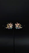 Pink Floral Crystal Stud Earrings with Pastel Stones – Elegant Daily & Party Wear