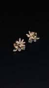 Pink Floral Crystal Stud Earrings with Pastel Stones – Elegant Daily & Party Wear