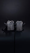 Silver Rhinestone Fringe Statement Earrings – Glamorous Party & Night Wear