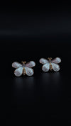 White Butterfly Enamel Stud Earrings