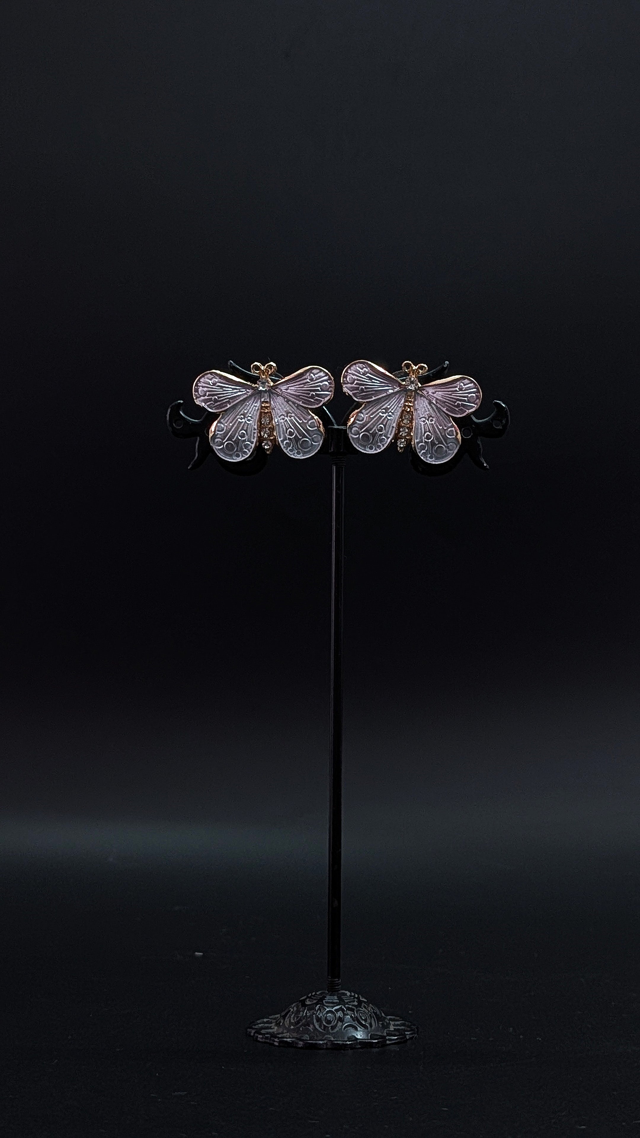 White Butterfly Enamel Stud Earrings