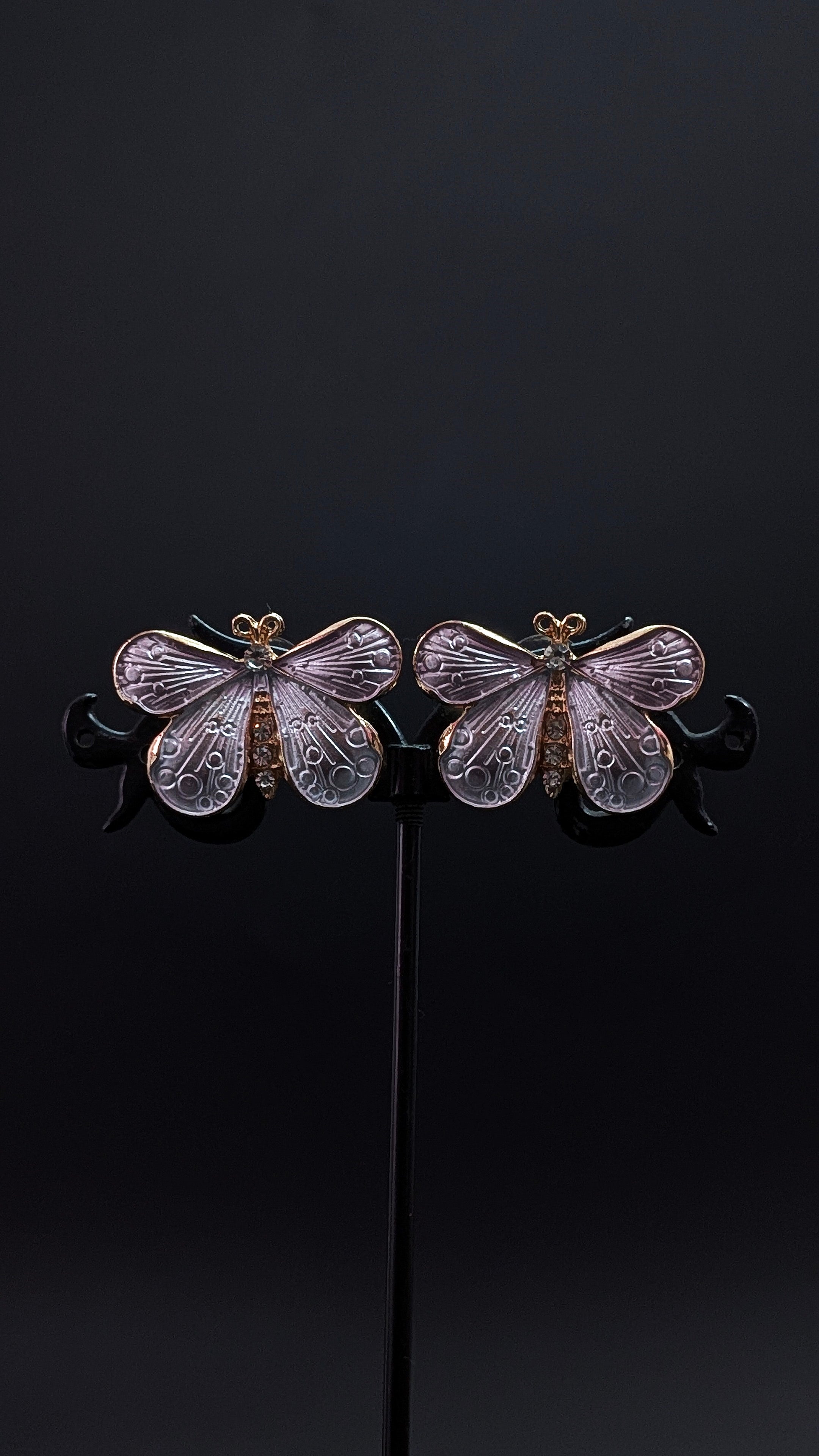 White Butterfly Enamel Stud Earrings